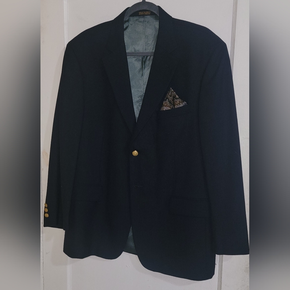 Stafford Mens Navy Blue Jacket Sport Blazer 2 Button Suit Jacket 42S - Picture 1 of 10